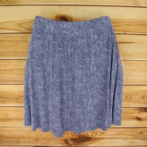 Hilary Radley Midi Skirt A-Line Women Size‎ L Blue White Soft Stretch Fabric